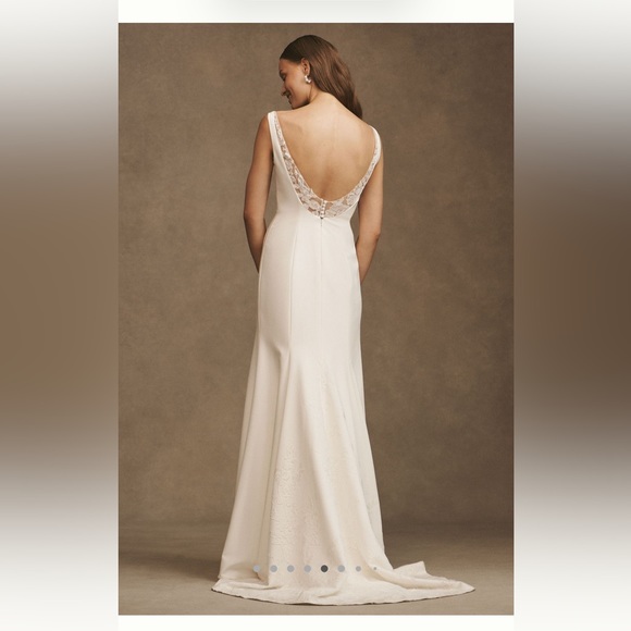 Jenny by Jenny Yoo Portia Square-Neck Fit & Flare Crepe Wedding Gown - Picture 5 of 10